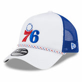 Philadelphia 76ers Court Sport Foam A-Frame 9FORTY Adjustable Trucker Hat - White/Royal discount