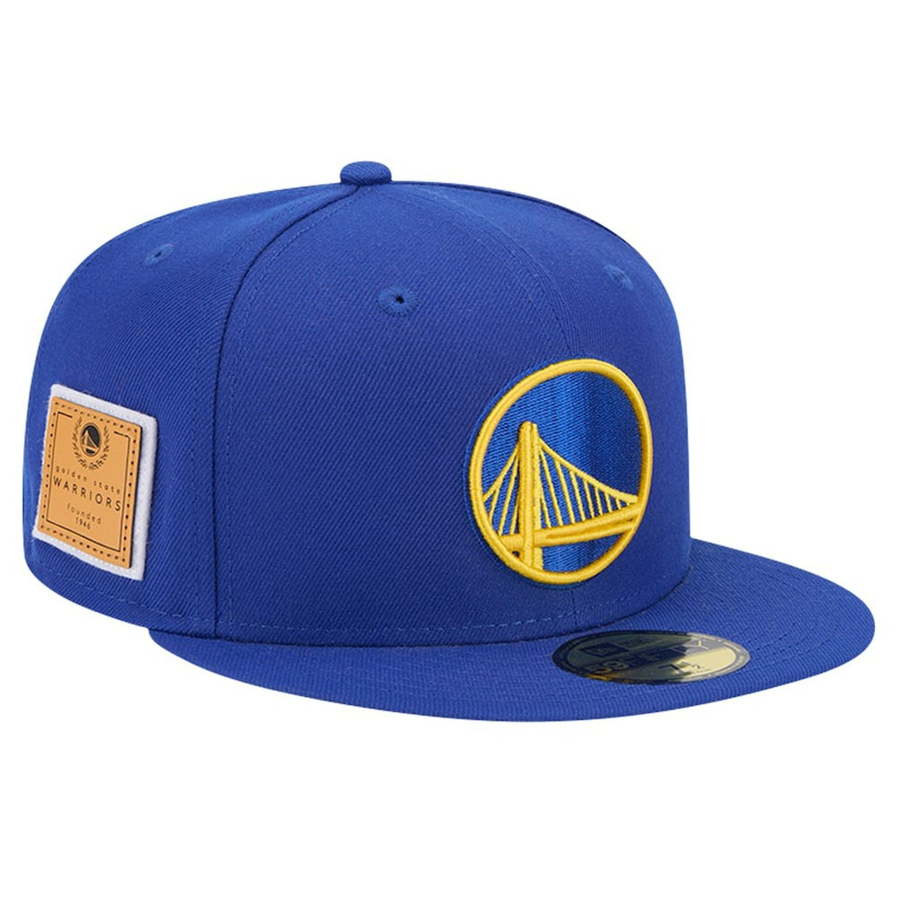 Golden State Warriors Court Sport Leather Applique 59FIFTY Fitted Hat sale - Royal for sale