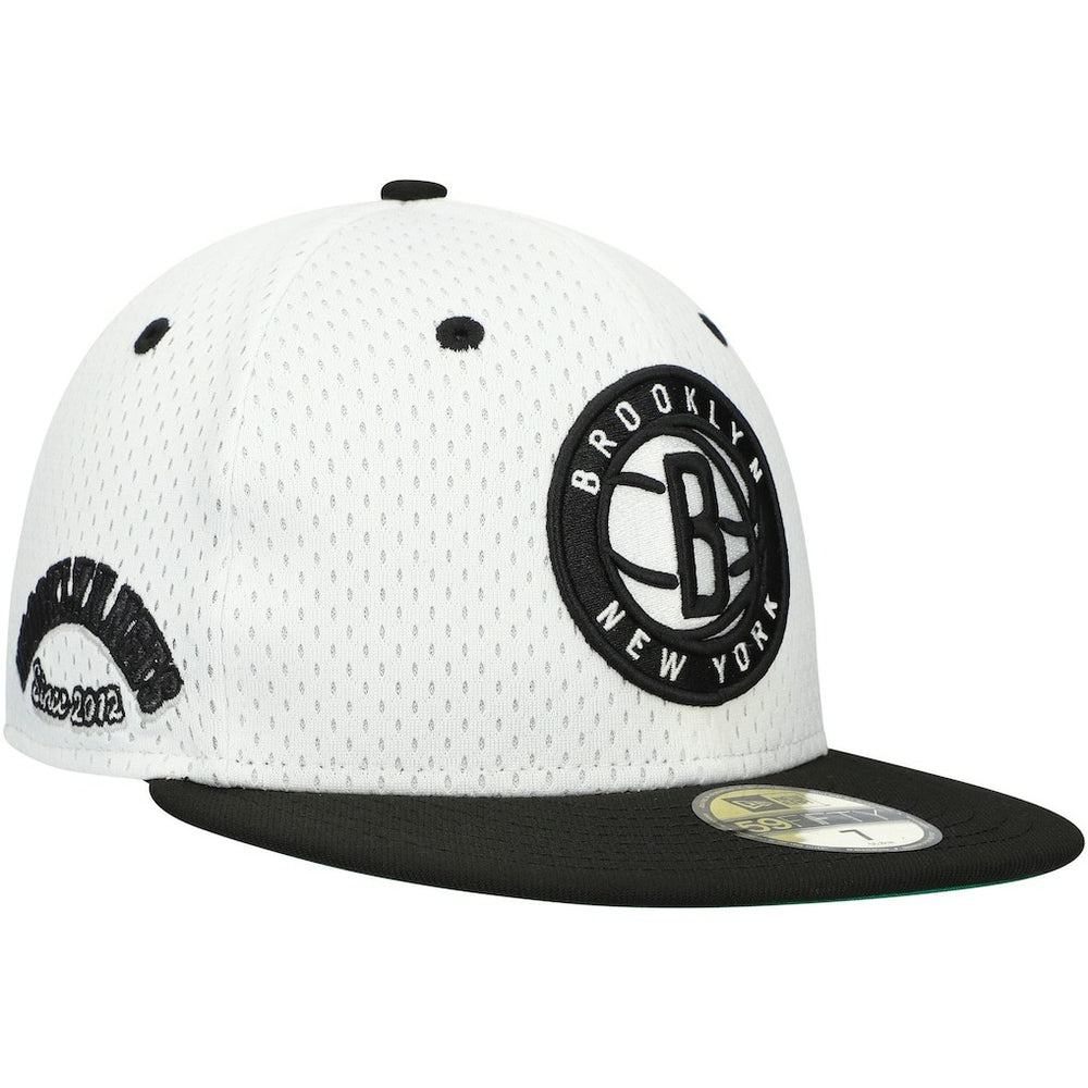 Brooklyn Nets Throwback 2Tone 59FIFTY Fitted Hat - White/Black for sale