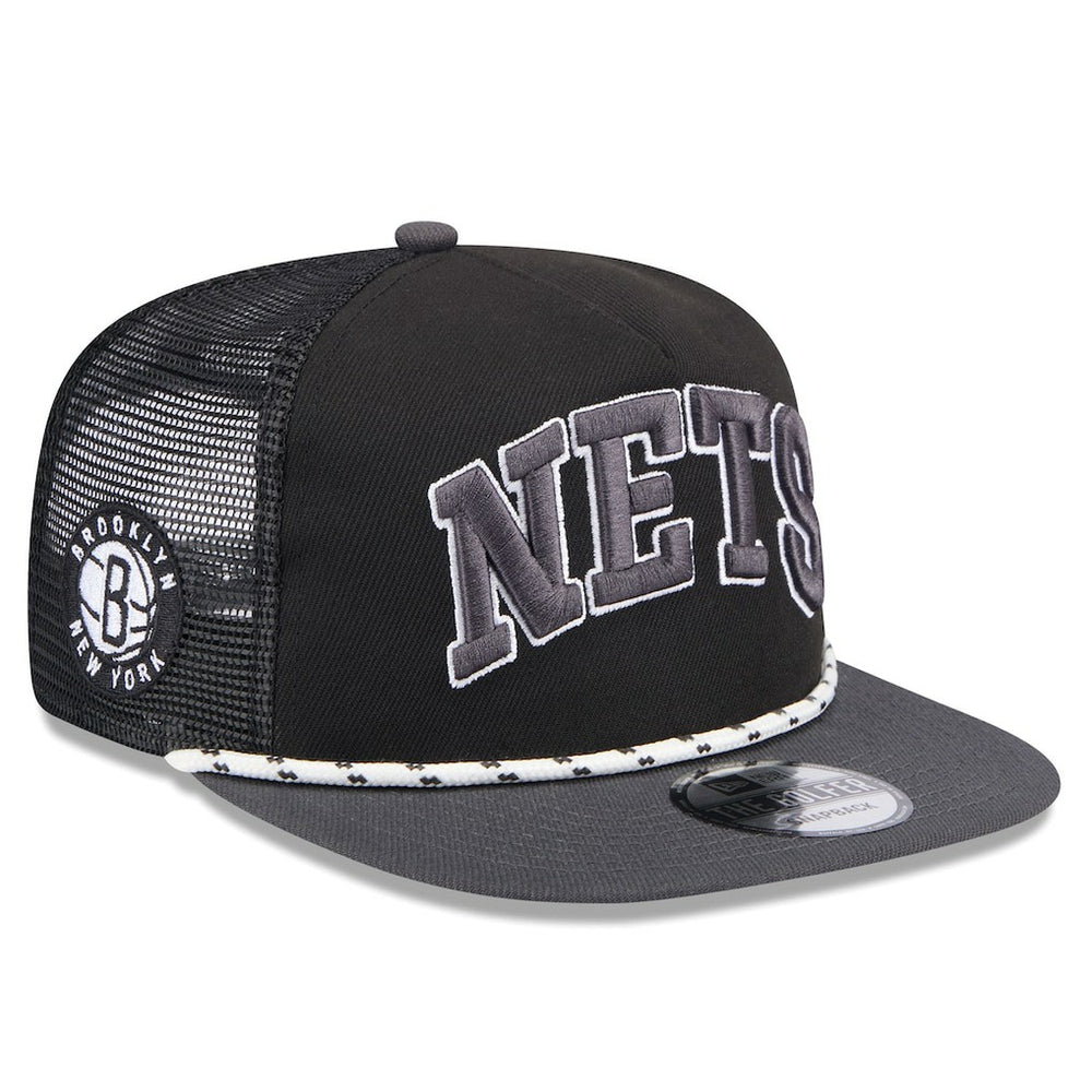 Brooklyn Nets Throwback Team Arch Golfer Snapback Hat - Black/Charcoal shop