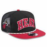 Miami Heat Throwback Team Arch Golfer Snapback Hat - Black/Red cheap