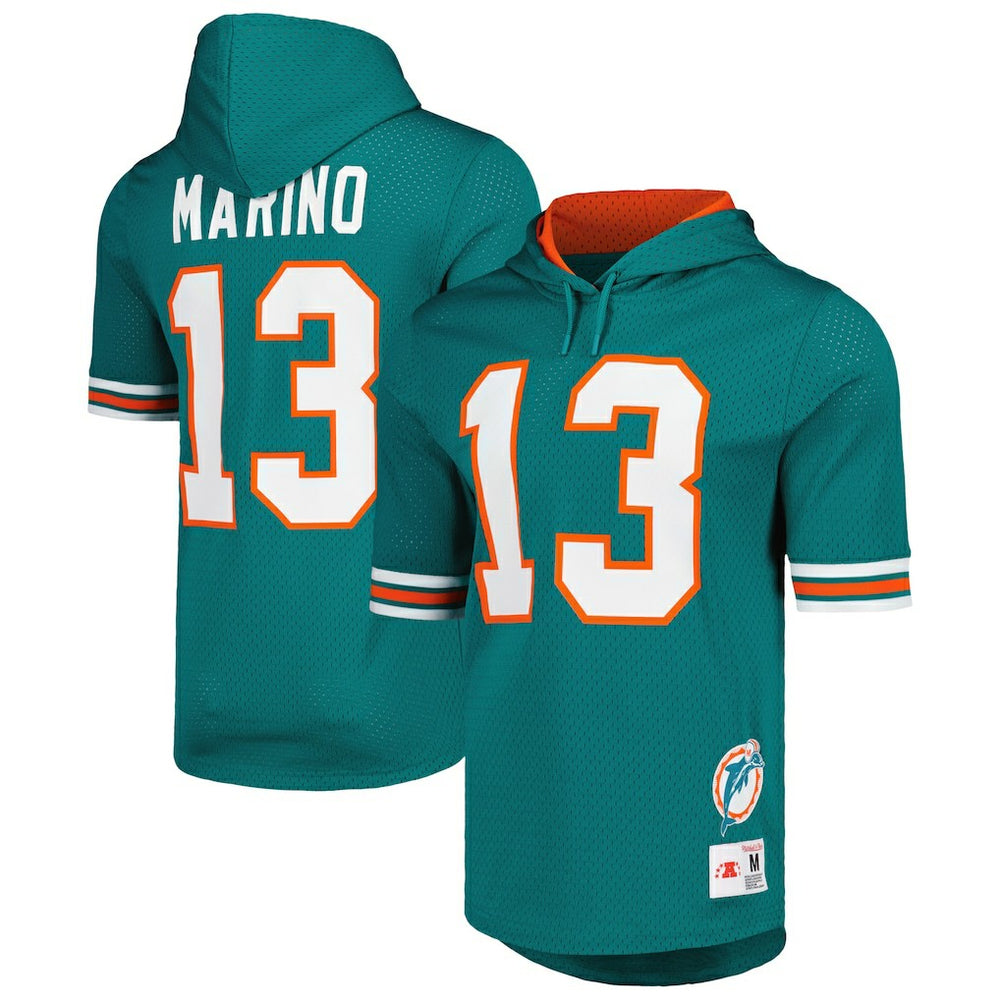 Dan Marino Miami Dolphins Retired Player Name & Number Mesh Hoodie T-Shirt - Aqua discount