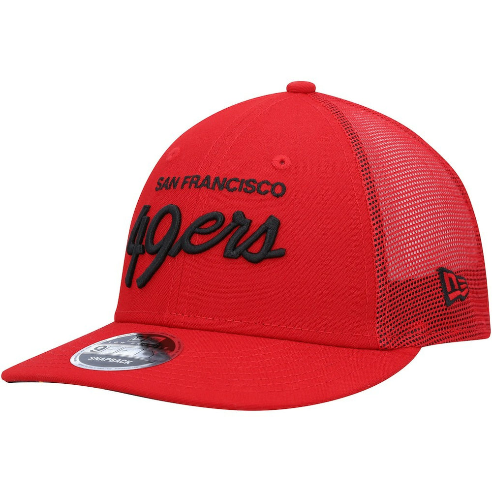 San Francisco 49ers New Era Black Excellence Collection Wordmark Trucker Low Profile 9FIFTY Snapback Hat - Scarlet outlet