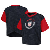 USWNT 5th & Ocean by New Era Women's Athletic Cross Back Cropped T-Shirt - Navy shop