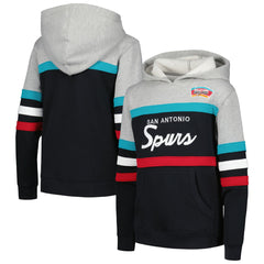 San Antonio Spurs Youth Hardwood Classics Head Coach Pullover Hoodie - Black/Heather Gray cheap
