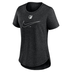 Baltimore Orioles Women's Big Swoosh Tri-Blend Scoop Neck T-Shirt Charcoal