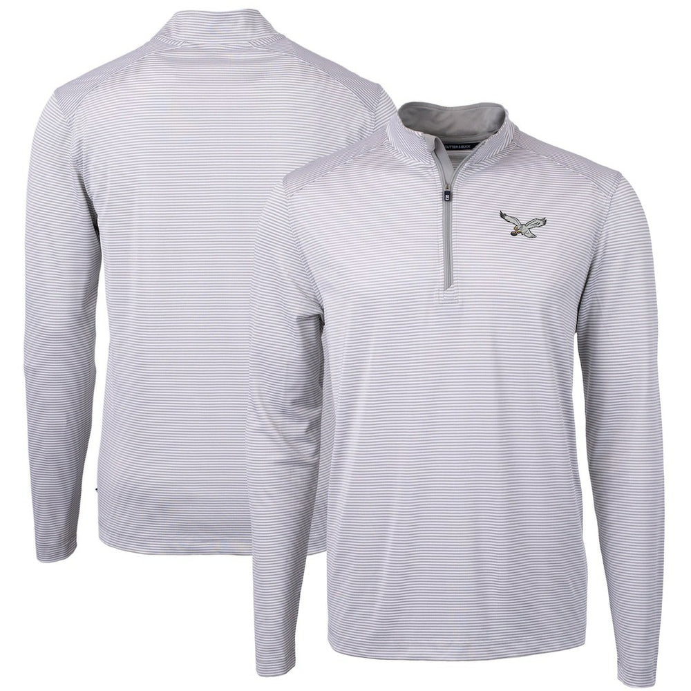 Philadelphia Eagles Cutter & Buck Virtue Eco Pique Micro Stripe Recycled Quarter-Zip Pullover Top - White online