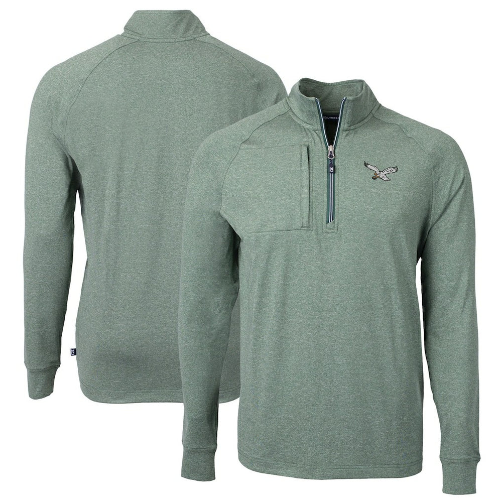 Philadelphia Eagles Cutter & Buck Adapt Eco Knit Heathered Recycled Quarter-Zip Pullover - Heather Green discount