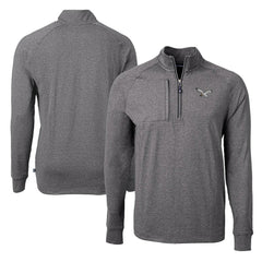 Philadelphia Eagles Cutter & Buck Adapt Eco Knit Heathered Recycled Quarter-Zip Pullover - Heather Black discount
