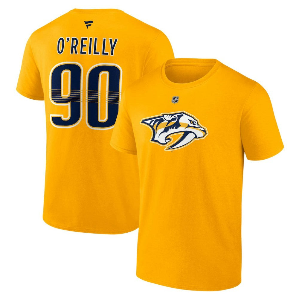 Ryan O'Reilly Nashville Predators Fanatics Authentic Stack Name & Number T-Shirt - Gold T-shirts