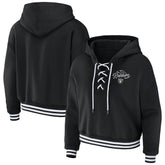 Las Vegas Raiders WEAR by Erin Andrews Women's Lace-Up Pullover Hoodie - Black sale