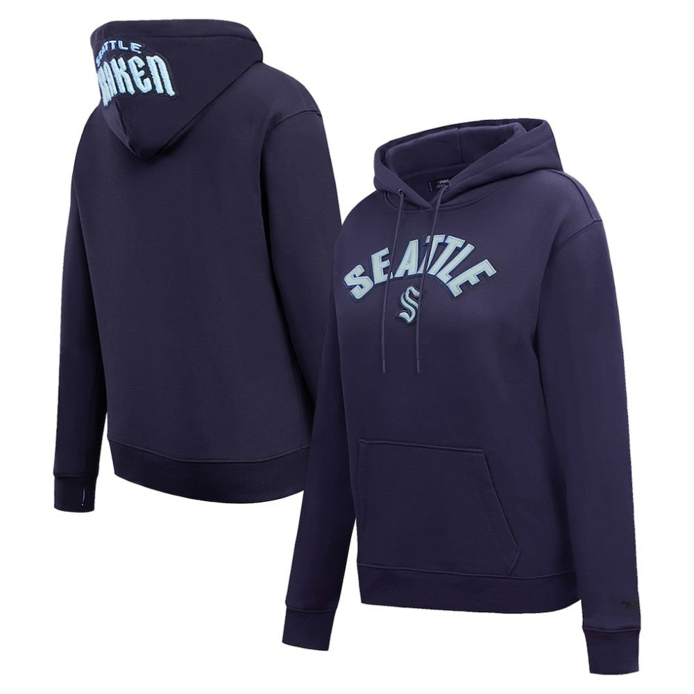 Seattle Kraken Pro Standard Women's Classic Chenille Pullover Hoodie - Navy Hoodies