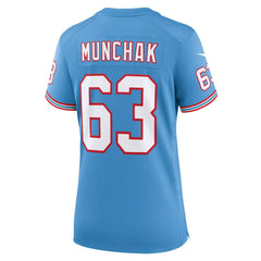 Mike Munchak Tennessee Titans Women's Oilers Throwback Retired Player Game Jersey - Light Blue sale