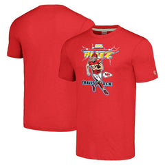 Travis Kelce Kansas City Chiefs Homage Unisex NFL Blitz Player Tri-Blend T-Shirt - Heathered Red on sale