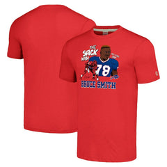 Bruce Smith Buffalo Bills Homage Unisex Caricature Retired Player Tri-Blend T-Shirt - Red sale
