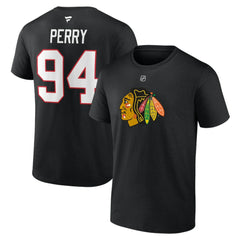 Corey Perry Chicago Blackhawks Fanatics Authentic Stack Name & Number T-Shirt - Black T-shirts