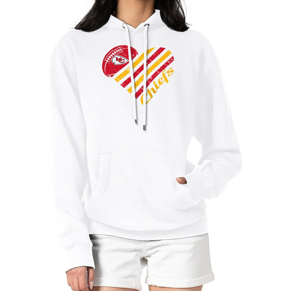 Kansas City Chiefs G-III 4Her by Carl Banks Women's Heart Graphic Fleece Pullover Hoodie - White on sale