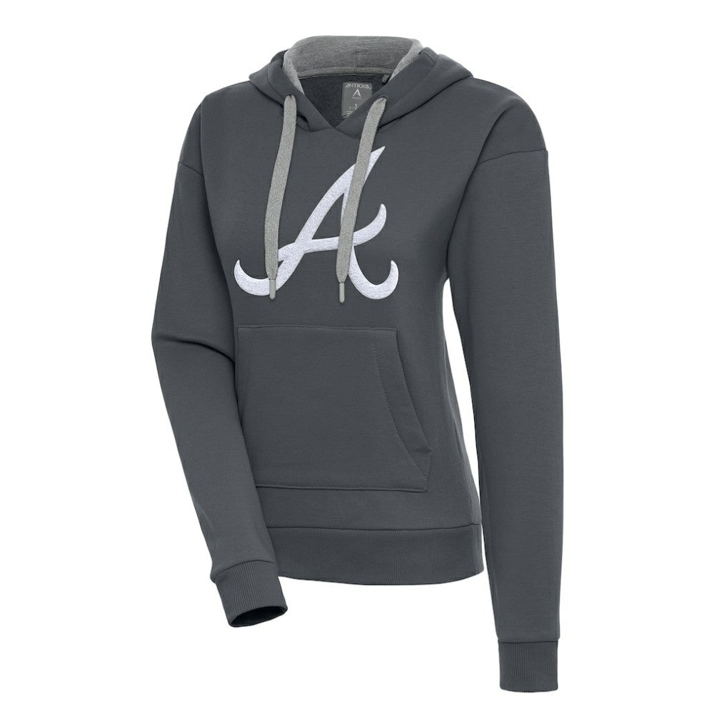 Atlanta Braves Antigua Women's Victory Pullover Hoodie Charcoal