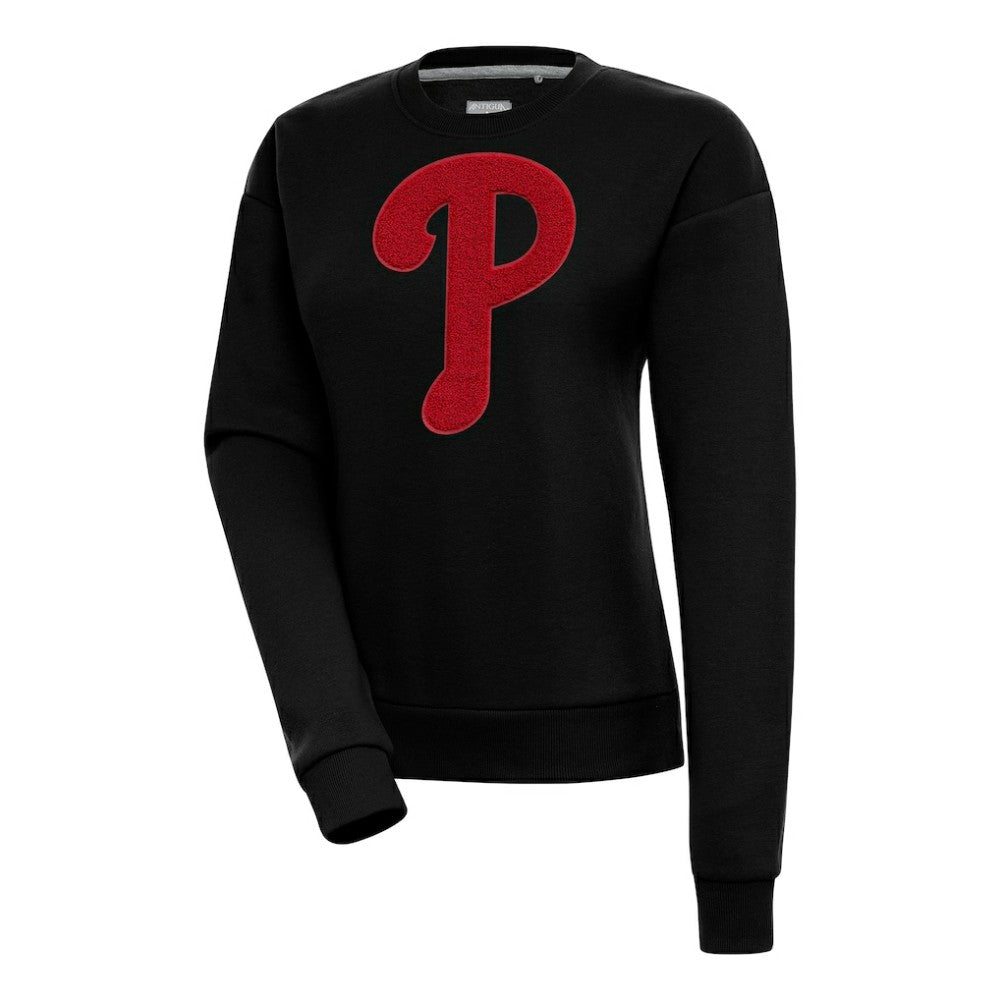 Philadelphia Phillies Antigua Women's Victory Chenille Pullover Sweatshirt Black