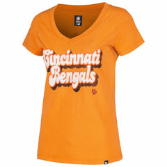 Cincinnati Bengals New Era Women's Enzyme Wash Low V-Neck T-Shirt - Orange for sale