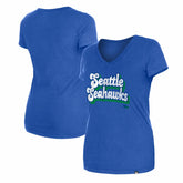 Seattle Seahawks New Era Women's Enzyme Wash Low V-Neck T-Shirt - Royal outlet