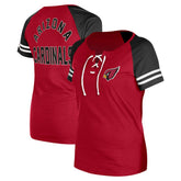 Arizona Cardinals New Era Women's Lace-Up Raglan T-Shirt - Cardinal outlet