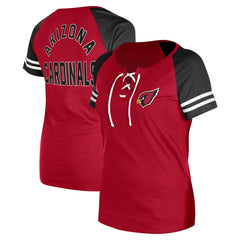 Arizona Cardinals New Era Women's Lace-Up Raglan T-Shirt - Cardinal outlet
