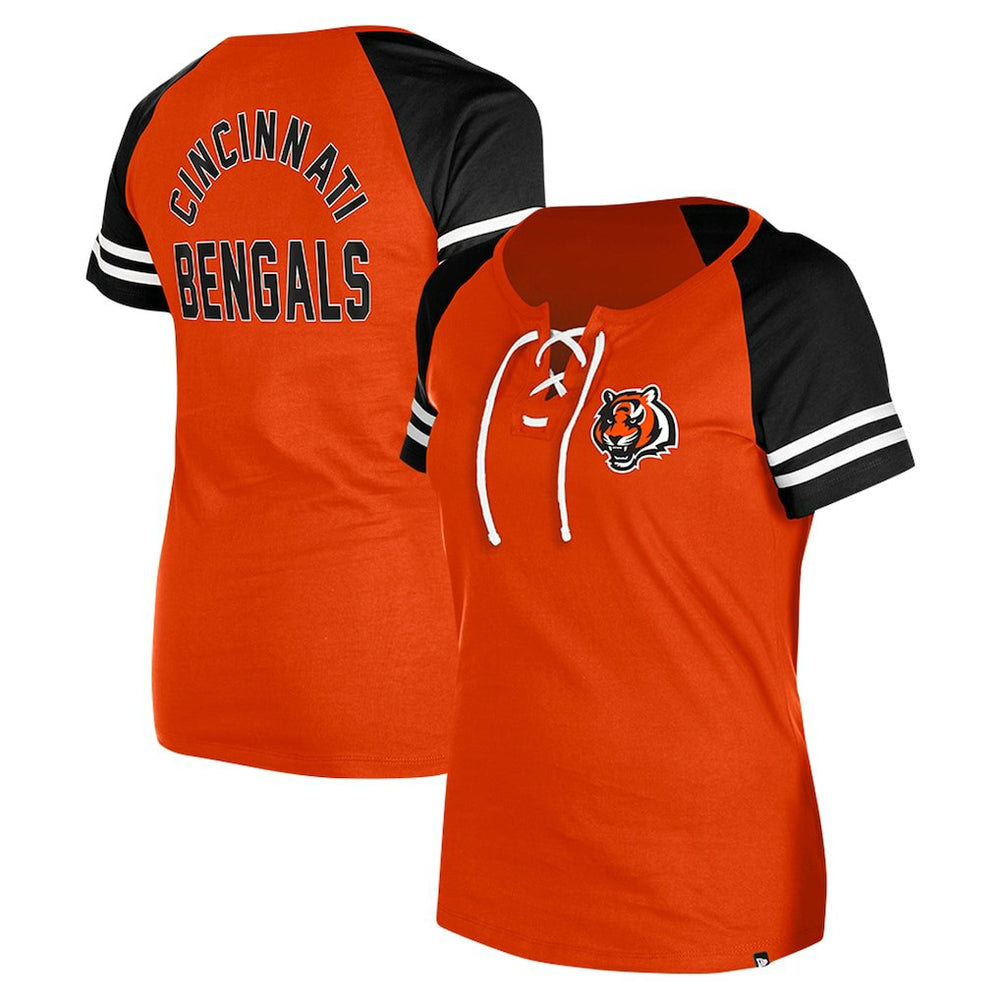 Cincinnati Bengals New Era Women's Lace-Up Raglan T-Shirt - Orange on sale