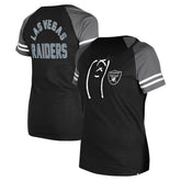 Las Vegas Raiders New Era Women's Lace-Up Raglan T-Shirt - Black online
