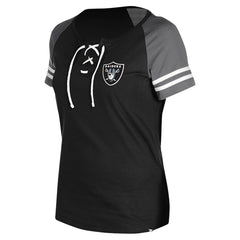 Las Vegas Raiders New Era Women's Lace-Up Raglan T-Shirt - Black online