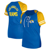 Los Angeles Rams New Era Women's Lace-Up Raglan T-Shirt - Royal cheap