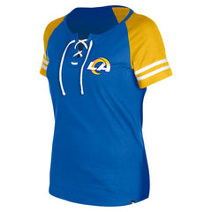 Los Angeles Rams New Era Women's Lace-Up Raglan T-Shirt - Royal cheap