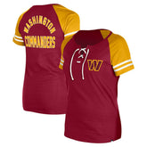 Washington Commanders New Era Women's Lace-Up Raglan T-Shirt - Burgundy on sale