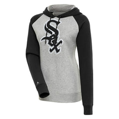 Chicago White Sox Antigua Women's Victory Raglan Sleeve Pullover Hoodie Heather Gray/Black