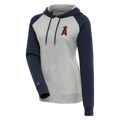 Los Angeles Angels Antigua Women's Victory Raglan Sleeve Pullover Hoodie Heather Gray/Navy