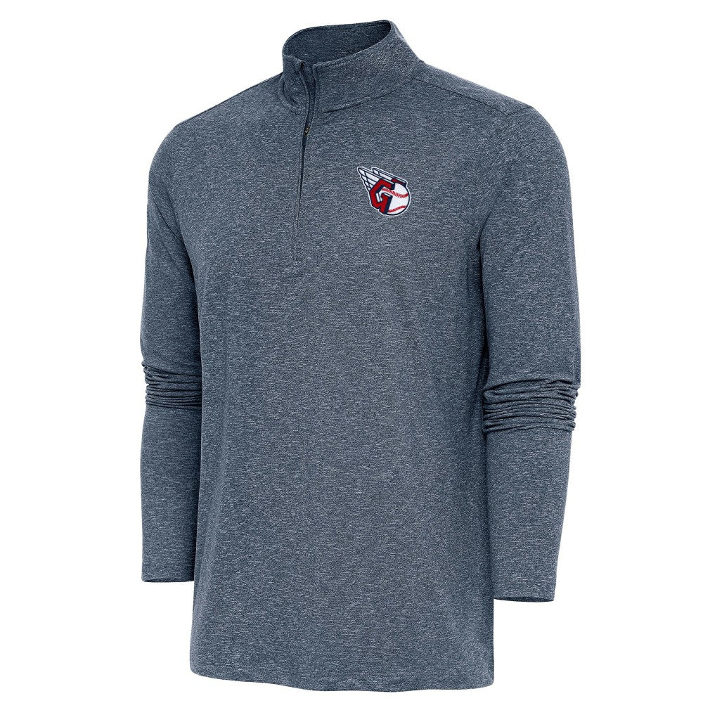 Cleveland Guardians Antigua Hunk Quarter-Zip Pullover Top Heather Navy