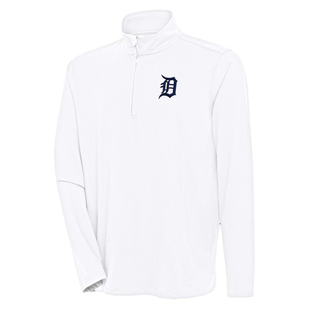 Detroit Tigers Antigua Hunk Quarter-Zip Pullover Top White