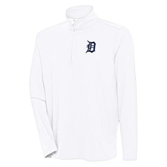 Detroit Tigers Antigua Hunk Quarter-Zip Pullover Top White
