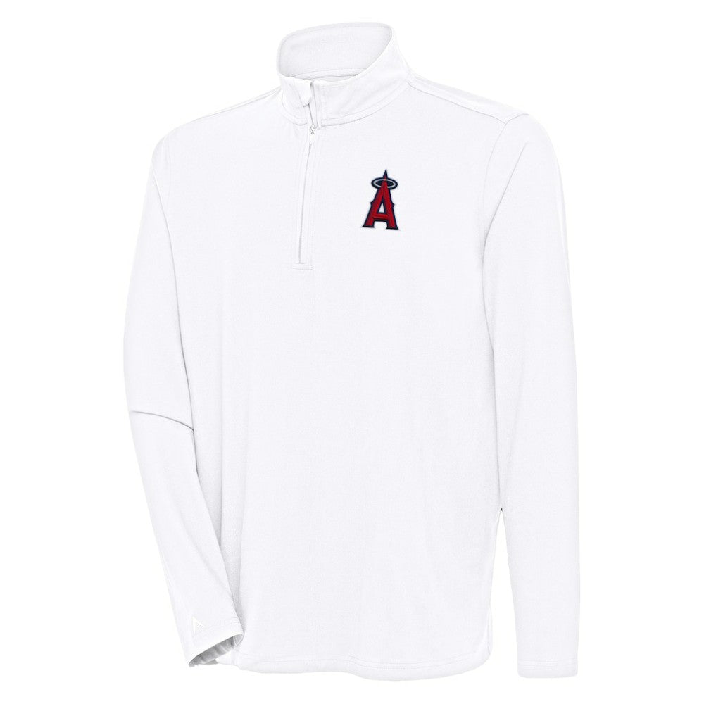 Los Angeles Angels Antigua Hunk Quarter-Zip Pullover Top White