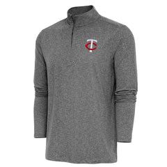 Minnesota Twins Antigua Hunk Quarter-Zip Pullover Top Heather Black
