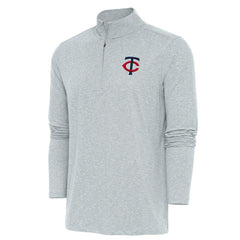 Minnesota Twins Antigua Hunk Quarter-Zip Pullover Top Heather Gray