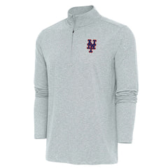 New York Mets Antigua Hunk Quarter-Zip Pullover Top Heather Gray