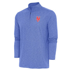 New York Mets Antigua Hunk Quarter-Zip Pullover Top Heather Royal
