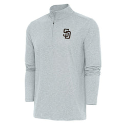 San Diego Padres Antigua Hunk Quarter-Zip Pullover Top Heather Gray