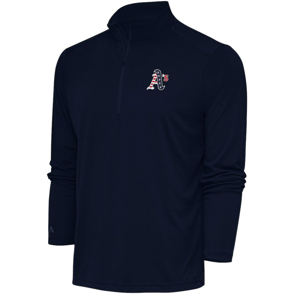 Athletics Antigua Patriotic Tribute Quarter-Zip Pullover Top Navy