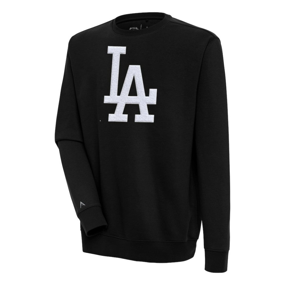 Los Angeles Dodgers Antigua Victory Crewneck Chenille Pullover Sweatshirt Black