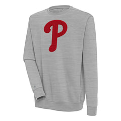 Philadelphia Phillies Antigua Victory Crewneck Chenille Pullover Sweatshirt Heather Gray