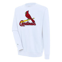 St. Louis Cardinals Antigua Victory Crewneck Chenille Pullover Sweatshirt White