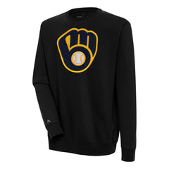 Milwaukee Brewers Antigua Victory Crewneck Chenille Pullover Sweatshirt Black