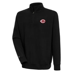 Cincinnati Reds Antigua Victory Quarter-Zip Pullover Top Black